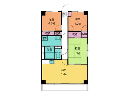 テイスティパレス坂部(3LDK/4階)の間取り写真