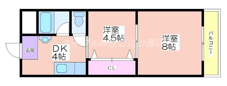 トーカイプラザ弐号館(2DK/3階)の間取り写真
