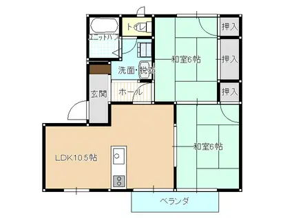 ファリーネ御幸A棟(2LDK/2階)の間取り写真