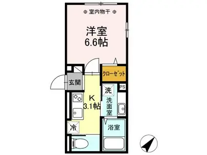 チェリーハイム V(1K/3階)の間取り写真