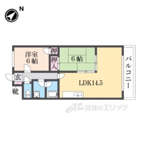 エスポワール交野(2LDK/5階)の間取り写真