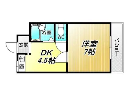 セジュール八戸ノ里(1DK/2階)の間取り写真