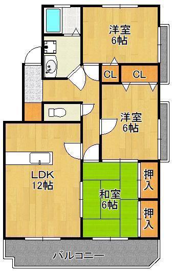 サンヒルズ守恒(3LDK/2階)の間取り写真