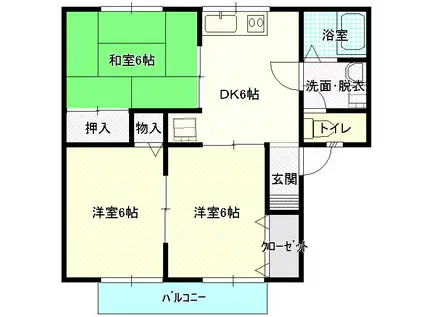 ソレイユ弐番館(3DK/1階)の間取り写真