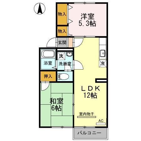 オレンジハウス(2LDK/2階)の間取り写真
