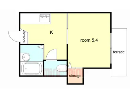 エルハミール(1K/1階)の間取り写真