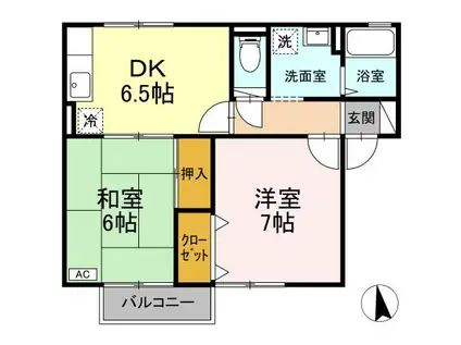 セジュール花岡(2DK/1階)の間取り写真