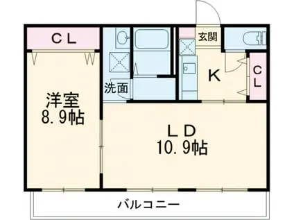 ヴェールヴィル(1LDK/3階)の間取り写真