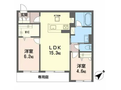 SHAMAISON MAUVEIN(2LDK/1階)の間取り写真