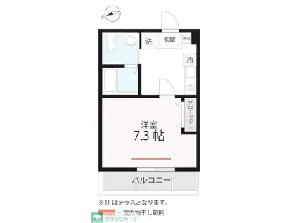 ハーミットクラブハウス衣笠IIA棟(1K/1階)の間取り写真