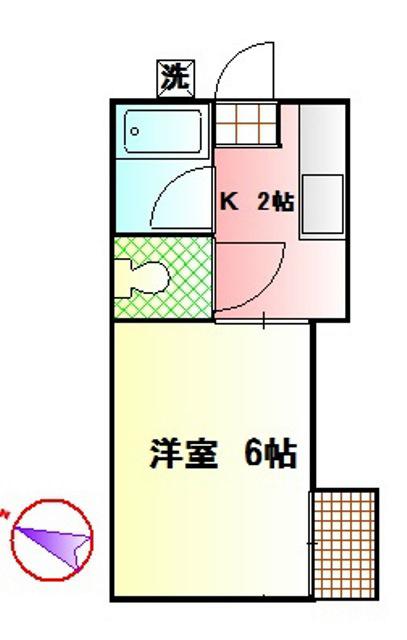 FC秦野鶴巻コーポ(1K/2階)の間取り写真