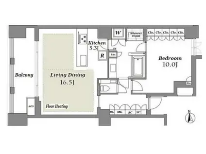 ザコノエ三田綱町(1LDK/4階)の間取り写真