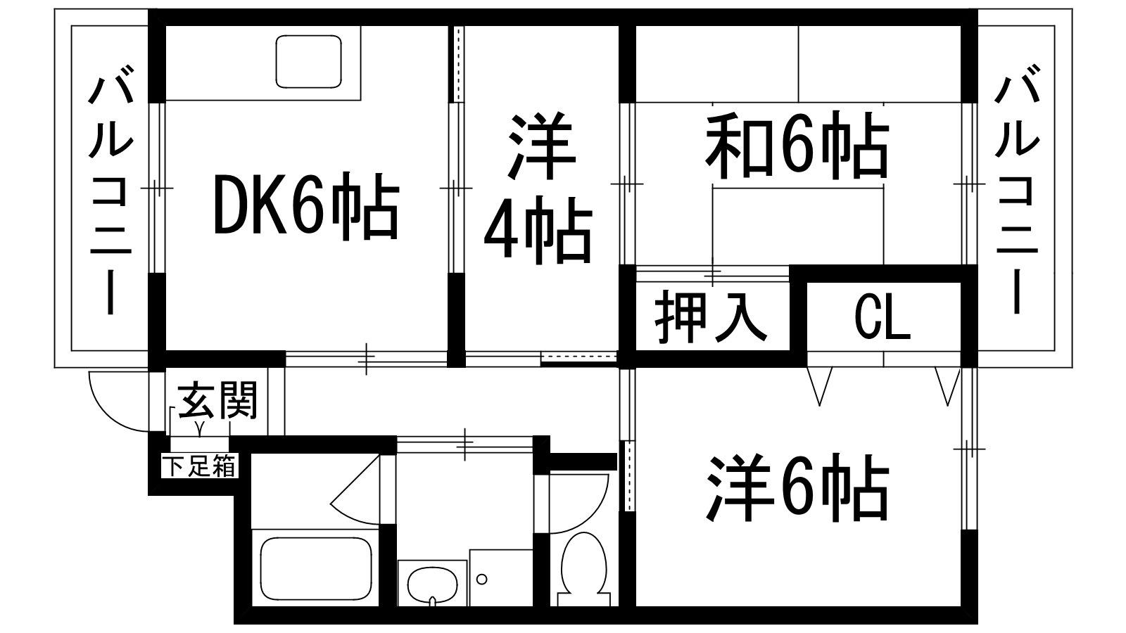 ハイム逆瀬(3DK/2階)の間取り写真