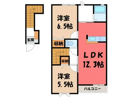 メゾントレゾールB(2LDK/2階)の間取り写真