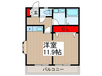 エスポワールエツ(ワンルーム/2階)の間取り写真