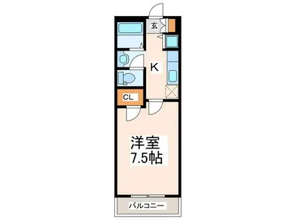 プレステージ上熊本(1K/1階)の間取り写真