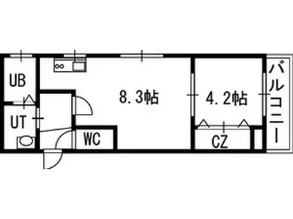 クラッセ知事公館前(1LDK/2階)の間取り写真