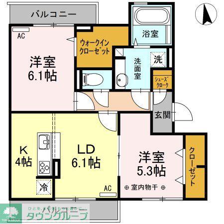 グランドゥール シャルマン(2LDK/2階)の間取り写真