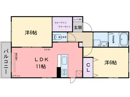 パークサイド富士見(2LDK/2階)の間取り写真