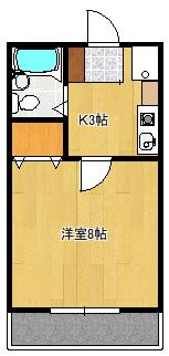 ヴィラージュ一ノ瀬(ワンルーム/2階)の間取り写真