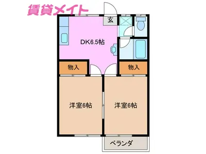 セイシャルニワ(2DK/1階)の間取り写真