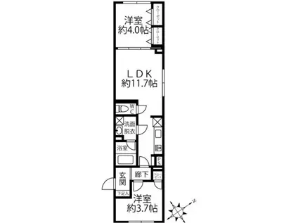 クリオ ラモード水天宮前(2LDK/2階)の間取り写真