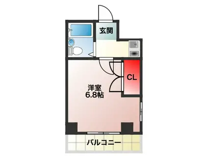 レジデンス・デュ・セリバ・セレストゥ(1K/4階)の間取り写真