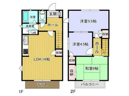 石橋ホームタウン(3LDK/1階)の間取り写真