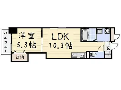 デザイナープリンセス・リバーサイド(1LDK/5階)の間取り写真