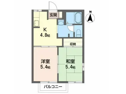 アクア・リッチA(2K/2階)の間取り写真