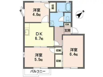 メゾン仲道G棟(3DK/2階)の間取り写真