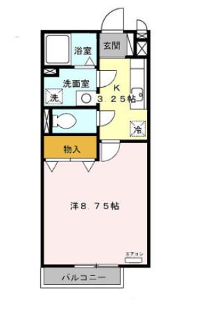 サンフォンテC(1K/2階)の間取り写真