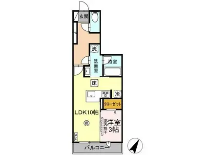 ソラリス(1LDK/1階)の間取り写真