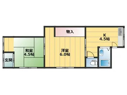 ペディコート神戸会下山(2K/1階)の間取り写真