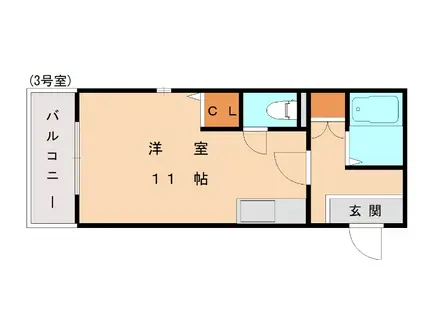 ジュネス和白丘(1K/2階)の間取り写真