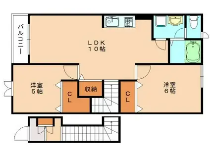 グラシュ・プレーヌIII(2LDK/2階)の間取り写真