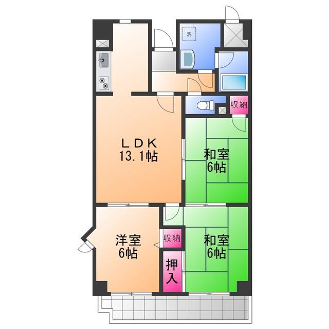 シャトークレール(3LDK/2階)の間取り写真