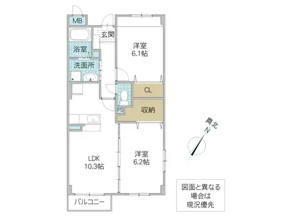 白蔵 IV(2LDK/3階)の間取り写真