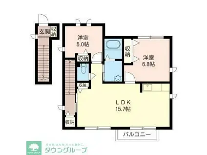 メゾン片瀬山 A(2LDK/2階)の間取り写真