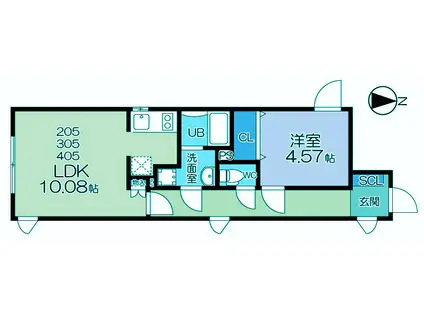 ラピス下目黒(1LDK/3階)の間取り写真