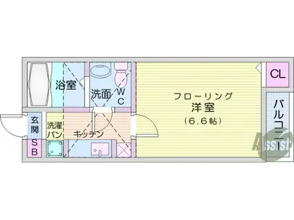 STAGE中田Ⅱ(1K/1階)の間取り写真