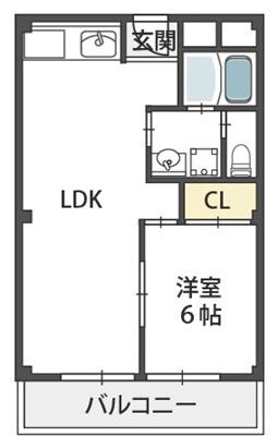 コーポ陣内I(1LDK/2階)の間取り写真