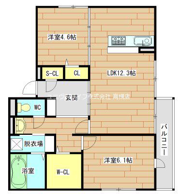 D-ROOM高槻市宮田町3丁目PJ(2LDK/3階)の間取り写真