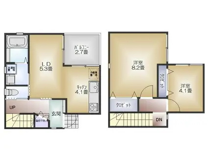 フィオーレ上直江(2LDK/1階)の間取り写真