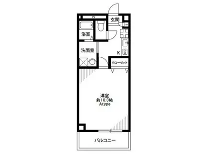 アンプルールフェール BATEAUI(1K/1階)の間取り写真