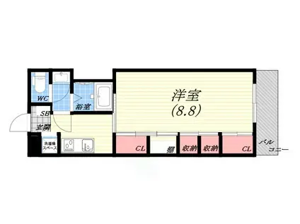 リブリ・シーサイドコート芦屋(1K/1階)の間取り写真