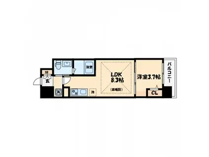 アーバネックス難波ウエスト(1LDK/11階)の間取り写真