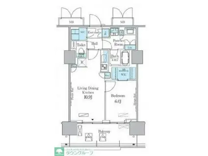 HARUMI FLAG PORT VILLAGE C棟(1LDK/12階)の間取り写真