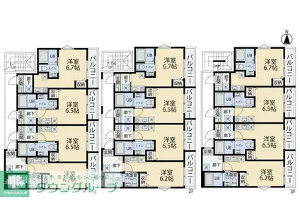 うみかぜハイツII(ワンルーム/2階)の間取り写真
