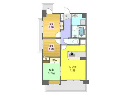 ベルレコルテ浜辺(3LDK/7階)の間取り写真